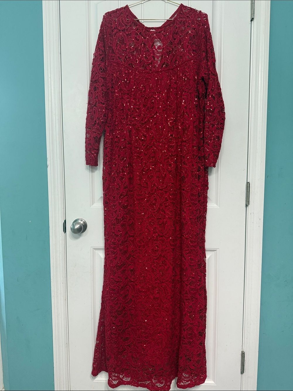 Blu Sage Plus Size 16w red sequin elegant maxi dress special occasion